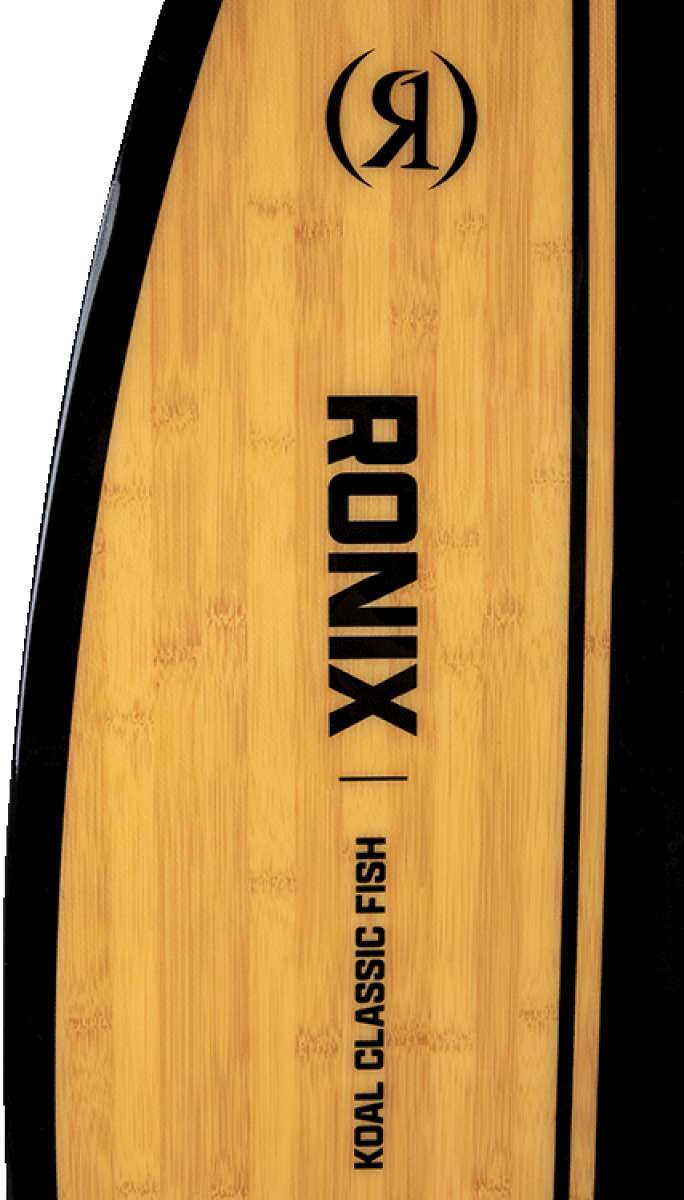 Ronix - Koal Classic Fish Wakesurf Board 2023 is a light brown board with darker wood grain accents and black trim.