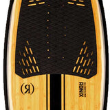 Ronix Koal Classic Fish Wakesurf Board 2023 - A light-colored wakesurf board with a fish-shaped design and black accents on its top surface.