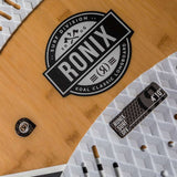 Ronix Koal Classic Longboard Wakesurf Board 2022 - A light brown longboard with a circular logo in the center featuring the word "RONIX" and a mountain graphic above it.