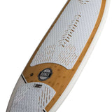 Ronix Koal Classic Longboard Wakesurf Board 2022 - A brown longboard with a white patterned top and a black logo that says "RONIX" in white letters.