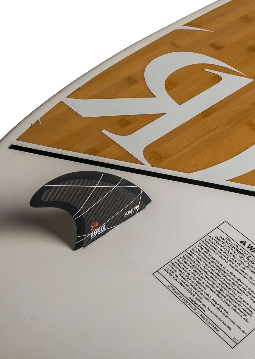 Ronix Koal Classic Longboard Wakesurf Board 2022 - A brown and white longboard with a distinctive "R" logo on its top surface.