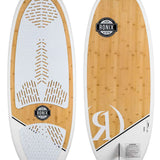 Ronix Koal Classic Longboard Wakesurf Board 2022 - A light brown longboard with a white logo and black lettering on top of it.