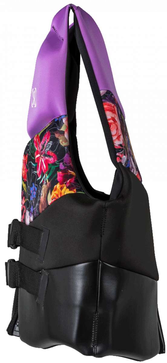 Ronix Ladies Daydream CGA Vest 2023 - A purple ladies life vest with a floral pattern on the sides and back.