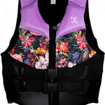 Ronix Ladies Daydream CGA Vest 2023 - A purple vest with a floral pattern on the front, featuring pink and white flowers against a black background.