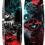 Ronix Ladies Krush Wakeboard 2022 - A black wakeboard with a white logo and a floral pattern on the top sheet.