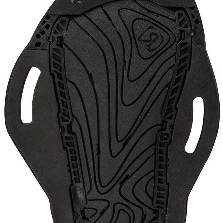Ronix Ladies Luxe Wake Boot 2023 - Black boots with a strap and buckle on top of a white background.