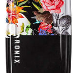 Ronix Ladies Quarter 'Til Midnight Wakeboard 2022 - A black wakeboard with a colorful floral pattern featuring pink, blue, and orange flowers.