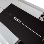 Ronix Ladies Quarter 'Til Midnight Wakeboard 2022 - A black and white wakeboard with a floral pattern on the bindings.