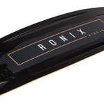 Ronix Ladies Rise Wakeboard 2022 - A black wakeboard with a white logo and text on top, featuring a brown graphic design in the center.