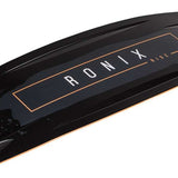 Ronix Ladies Rise Wakeboard 2022 - A black wakeboard with a white logo and text on top, featuring a brown graphic design in the center.
