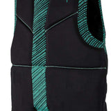 Ronix ONE Custom Fit Impact Wake Vest 2022 - A black vest with a green patterned stripe down the middle and on the sides.