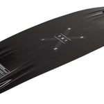 Ronix One Time Bomb Wakeboard 2022 - A black wakeboard with a white logo and text on top, featuring a dark gray pattern of diagonal lines.