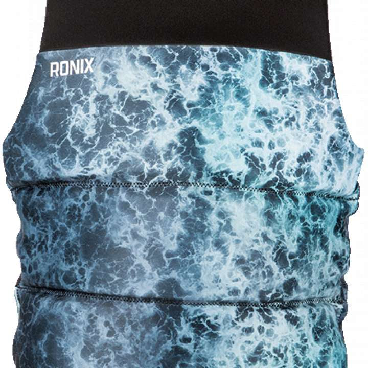 Ronix Point Break Yes CGA Vest 2023 - A black vest with a white and light blue marbled pattern on the front.