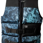 Ronix Point Break Yes CGA Vest 2023 - A blue and white marbled patterned life vest with a black strap across the chest.