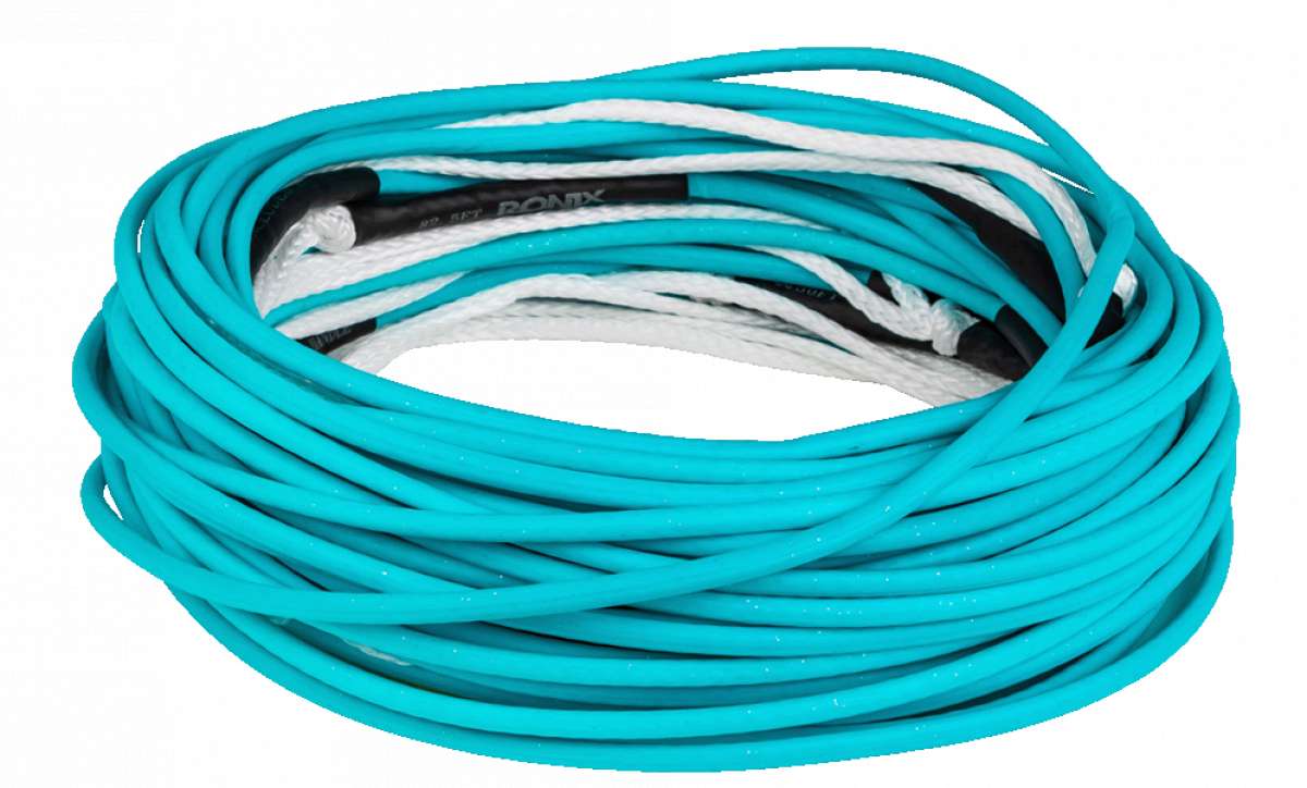 Ronix R8 Floating Mainline Rope - 2022 model with a vibrant turquoise color and subtle white speckles on its surface.