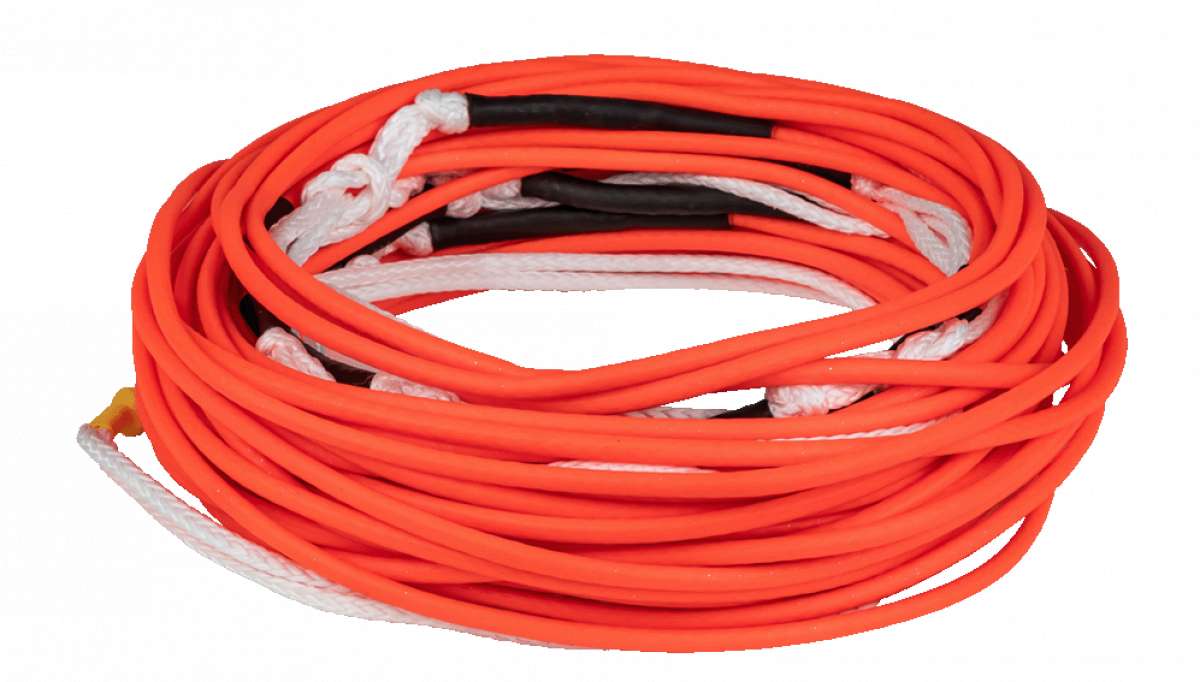 Ronix R8 Floating Mainline Rope - 2022 model with a vibrant orange color and subtle white accents on the rope's surface.