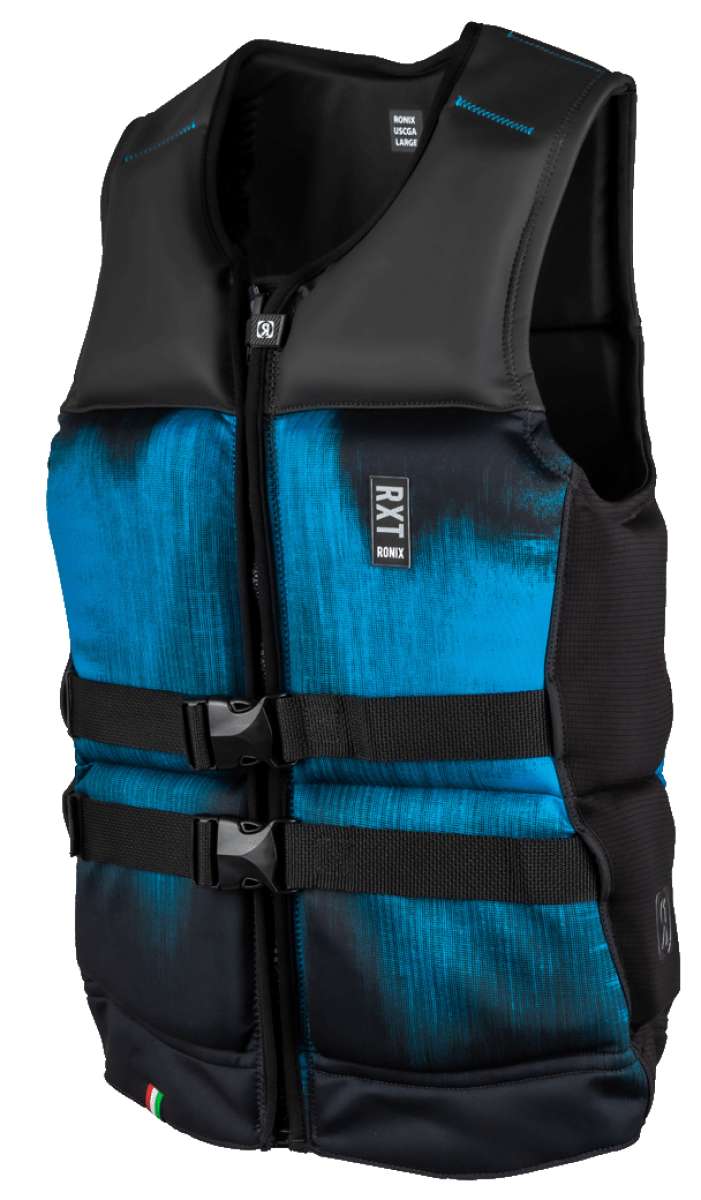 Ronix RXT Capella 3.0 CGA Wake Vest 2022 - A black and blue life vest with a gradient effect on the front panel.