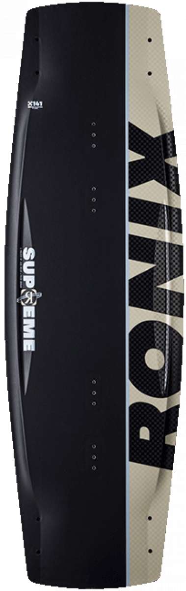 Ronix Supreme Air Core 3 Wakeboard - 2023 model with a sleek black design and subtle white accents on the top sheet.