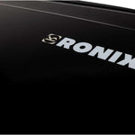 Ronix Supreme Air Core 3 Wakeboard - A black wakeboard with a white logo featuring a stylized "R" and "N" intertwined, positioned near the top of the board.