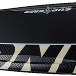 Ronix Supreme Air Core 3 Wakeboard 2023 - A black and white wakeboard with a checkered pattern on its bottom edge.