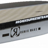 Ronix Supreme Air Core 3 Wakeboard - A tan-colored wakeboard with a black border and white lettering, featuring the "R" logo on its side.