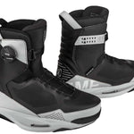 Ronix Supreme BOA Intuition+ Wake Boot 2022 - Black boots with white accents and a circular black BOA dial on the side.