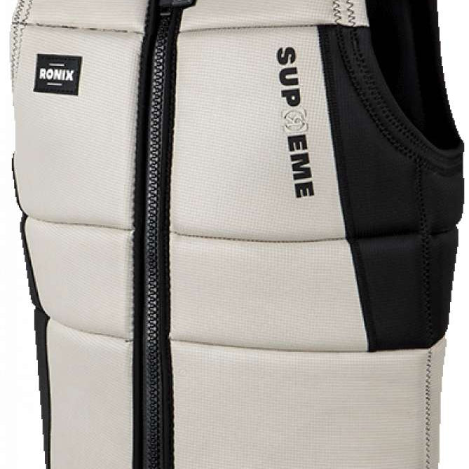 Ronix Supreme Comp Vest 2023 - A white vest with black accents and a zipper down the front.
