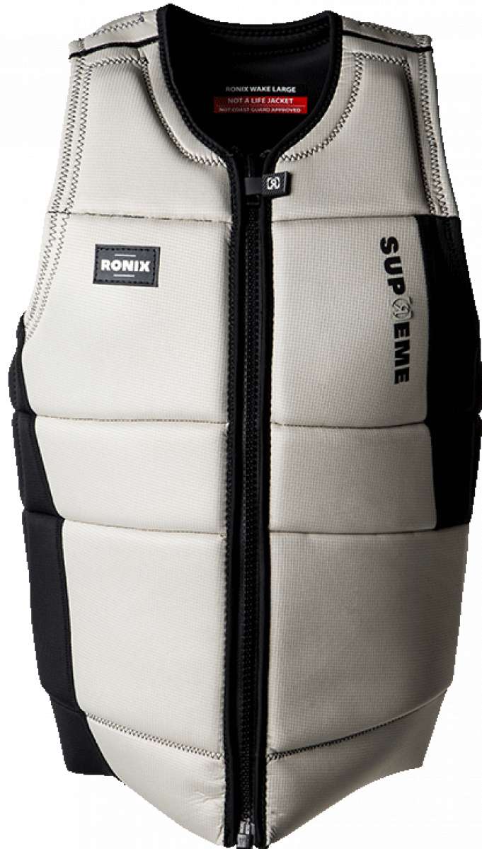 Ronix Supreme Comp Vest 2023 - A white vest with black accents and a zipper down the front.