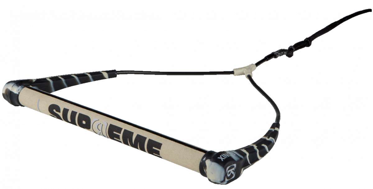 Ronix Supreme Handle 2023 - Black handle with white accents and a black cord wrapped around it.