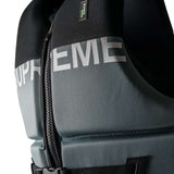 Ronix Supreme Yes CGA Wake Vest 2022 - A black life vest with white lettering and a green logo on the upper right side.