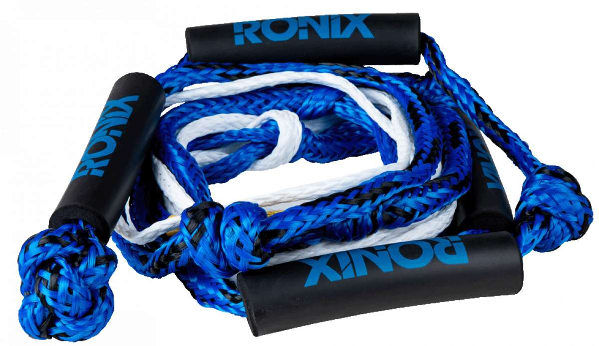 Ronix Surf Rope No Handle - Blue rope with black handle ends.