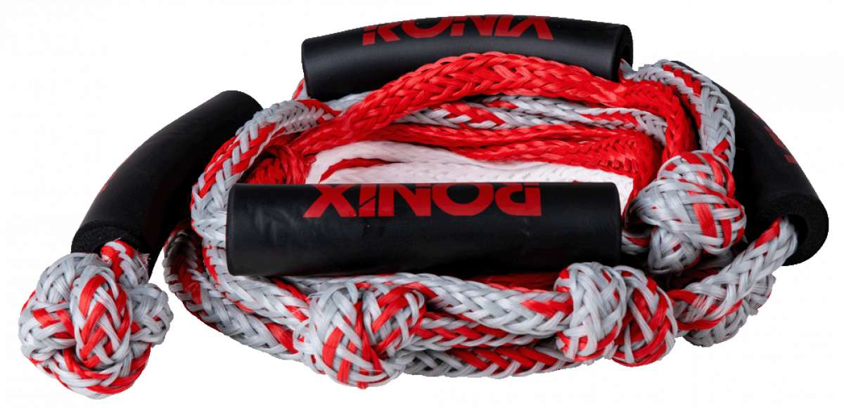 Ronix Surf Rope No Handle - Red rope with white stripes, no handle visible.