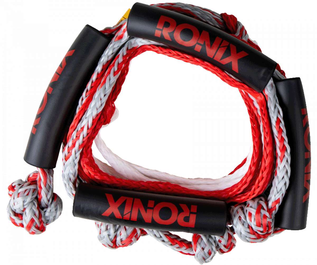 Ronix Surf Rope No Handle - Red rope with black handle wraps.