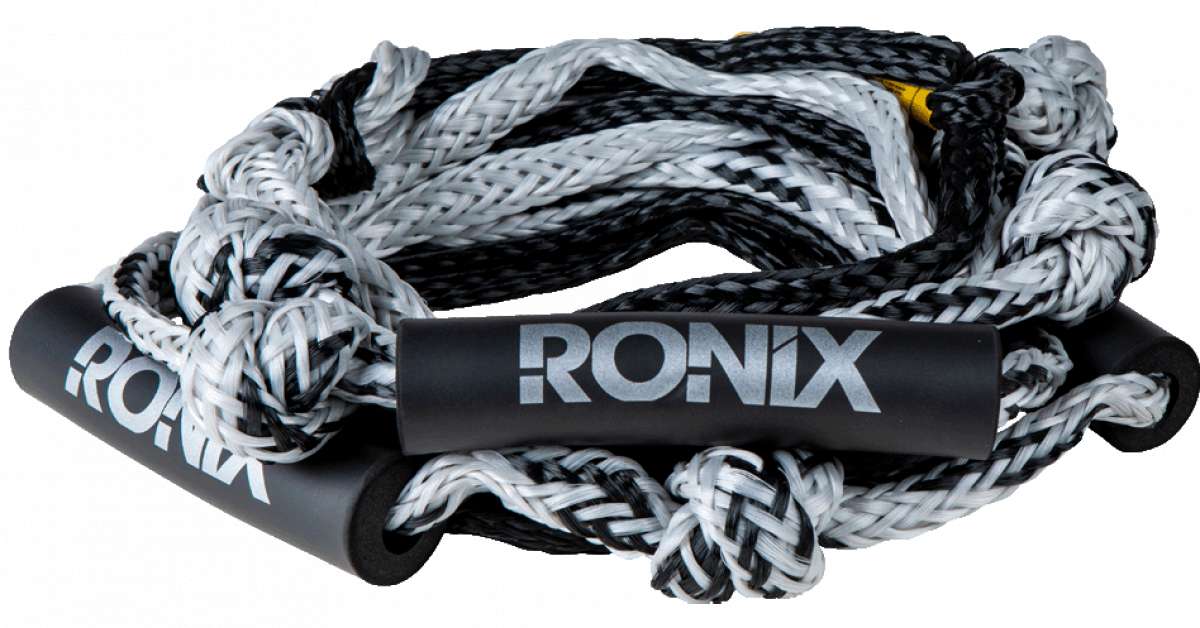 Ronix Surf Rope No Handle - Black rope with white stitching on handle end.
