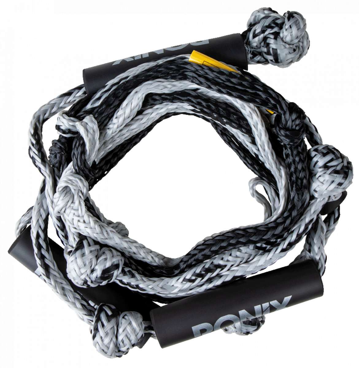 Ronix Surf Rope No Handle 2023 - Black rope with white lettering and yellow accents.