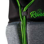 Ronix Teen's Driver's Ed Capella 3.0 CGA Wake Vest 2022 - Black vest with neon green stitching and zipper.