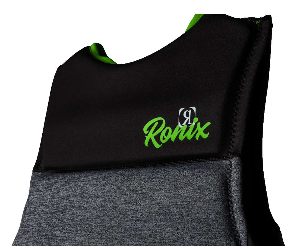 Ronix Teen's Driver's Ed Capella 3.0 CGA Wake Vest 2022 - Black vest with lime green accents and a white logo on the chest.