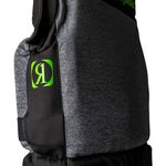 Ronix Teen's Driver's Ed Capella 3.0 CGA Wake Vest 2022 - Black vest with lime green accents and a lime green "R" logo on the left side.