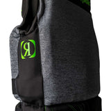Ronix Teen's Driver's Ed Capella 3.0 CGA Wake Vest 2022 - Black vest with lime green accents and a lime green "R" logo on the left side.