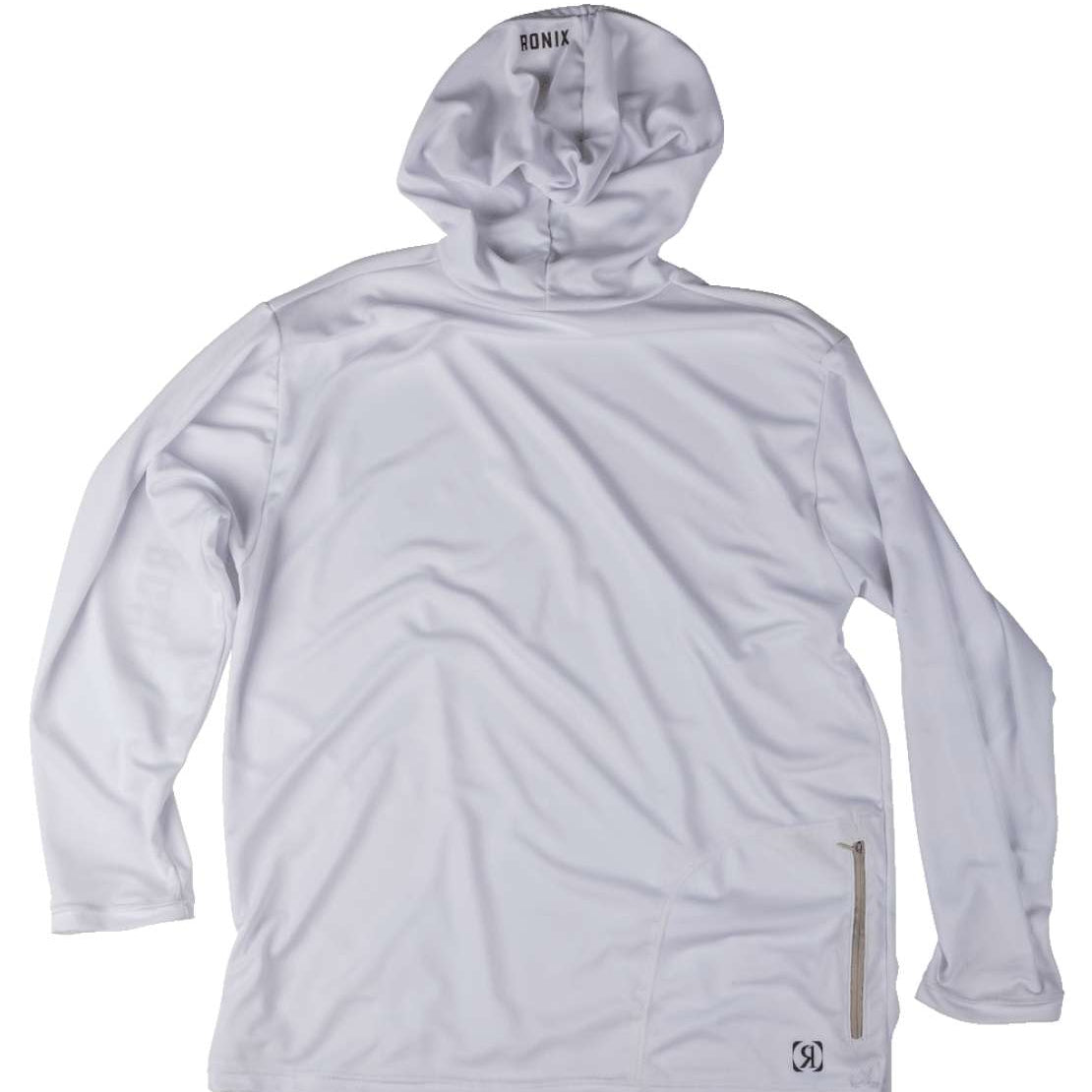 Ronix UV Shade Hoodie 2022 - A white hoodie with a hood and long sleeves, featuring a zipper on the front.