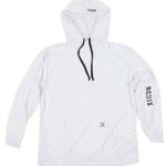 Ronix UV Shade Hoodie 2022 - A white hoodie with a hood and drawstrings, featuring black lettering on the front that reads "RONIX".