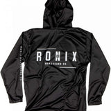 Ronix - UV Shade Hoodie is shown in a solid black color with white lettering on the front and back.