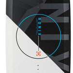 Ronix Vault Wakeboard 2022 - A black wakeboard with a geometric pattern and blue accents.