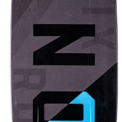 Ronix Vault Wakeboard 2022 - A black wakeboard with a geometric pattern and blue accents.