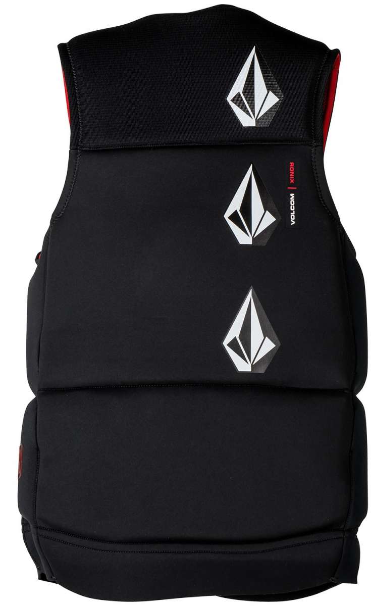 Ronix Volcom Capella 3.0 CGA Wake Vest 2022 - Black vest with white logo on chest and back, red accents on straps.