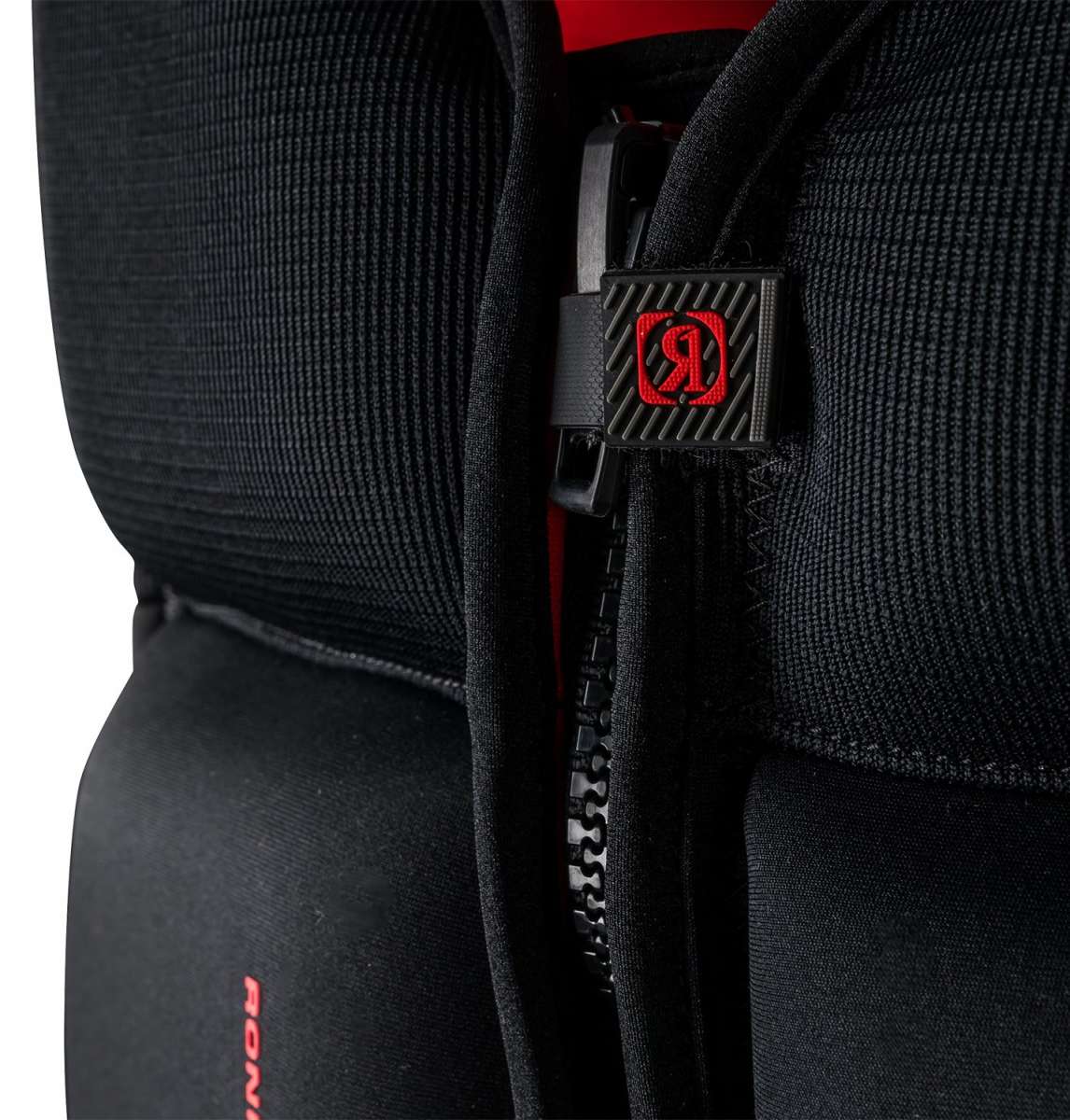 Ronix Volcom Capella 3.0 CGA Wake Vest 2022 - Black life jacket with red logo on chest and black straps.