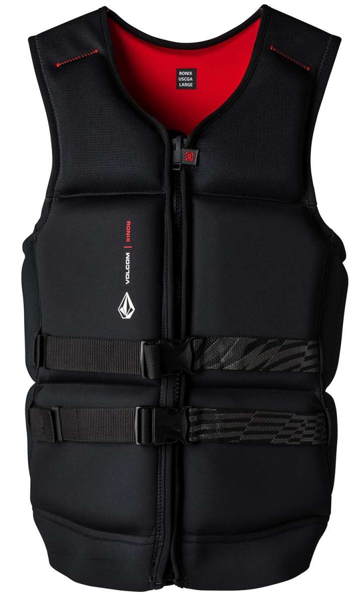 Ronix Volcom Capella 3.0 CGA Wake Vest 2022 - Black vest with red stitching and a white logo on the chest.