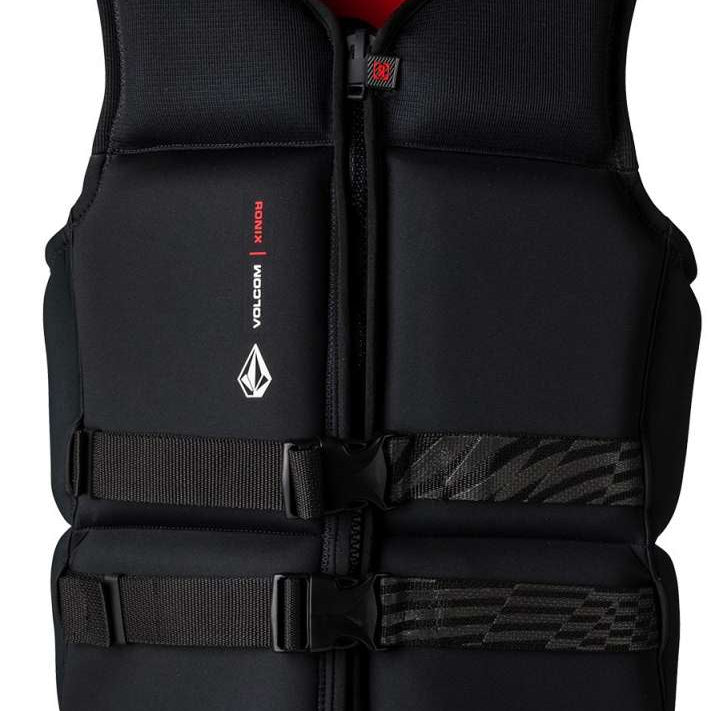 Ronix Volcom Capella 3.0 CGA Wake Vest 2022 - Black vest with red stitching and a white logo on the chest.