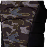 Ronix Volcom Impact Wake Vest 2022 - A black vest with a white and blue pattern of abstract shapes.