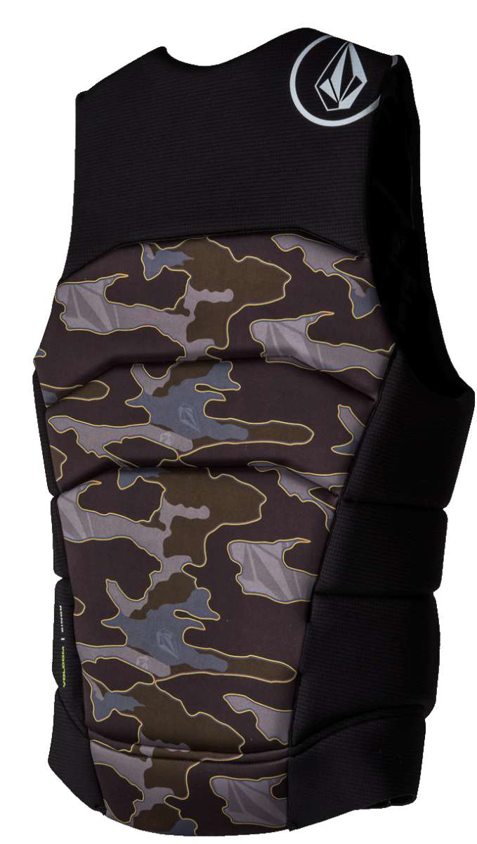 Ronix Volcom Impact Wake Vest 2022 - A black vest with a white logo on the upper right shoulder area.